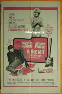 r029 AGENT 38-24-36 one-sheet movie poster '65 Brigitte Bardot, Perkins
