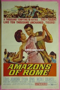 r050 AMAZONS OF ROME one-sheet movie poster '63 Louis Jourdan
