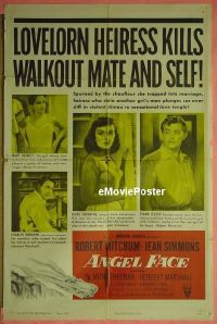 #030 ANGEL FACE 1sh '53 Mitchum, Simmons 