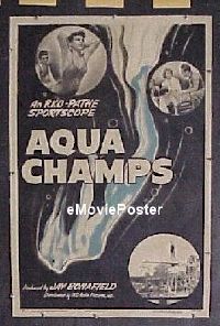 #018 AQUA CHAMPS linen 1sh '52 girl swimmers! 
