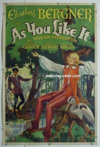 B238 AS YOU LIKE IT linen one-sheet movie poster '36 Laurence Olivier