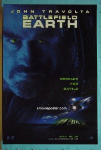 #2179 BATTLEFIELD EARTH teaser DS 1sh '00 L. Ron Hubbard's novel, creepy image of John Travolta!