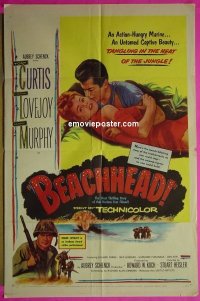 P176 BEACHHEAD one-sheet movie poster '54 Tony Curtis, WWII!