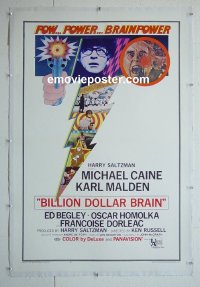 #2823 BILLION DOLLAR BRAIN linen one-sheet '67 Caine