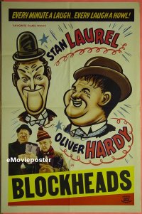 #075 BLOCK-HEADS 1sh R40s Laurel & Hardy 