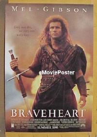 #2211 BRAVEHEART DS advance 1sh 95 Mel Gibson