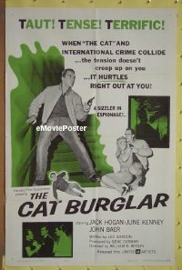 #139 CAT BURGLAR 1sh '61 spy thriller! 