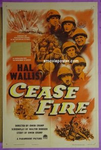 #1104 CEASE FIRE 1sh '53 3D war movie 