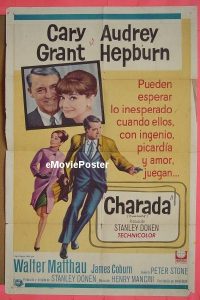 #378 CHARADE Spanish 1sh '63 Grant, Hepburn 