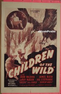 #281 CHILDREN OF THE WILD 1sh '39 dog framed for murder by evil trapper, Children of the Wild!