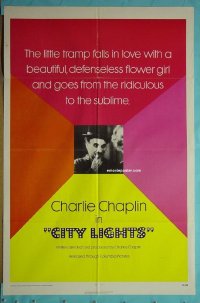 #097 CITY LIGHTS 1sh R72 Charlie Chaplin 