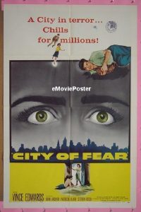 r423 CITY OF FEAR one-sheet movie poster '65 Terry Moore