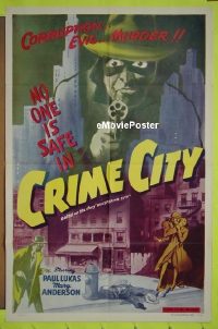 #183 CRIME CITY 1sh R52 Paul Lukas 