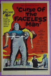 P449 CURSE OF THE FACELESS MAN one-sheet movie poster '58 eerie!