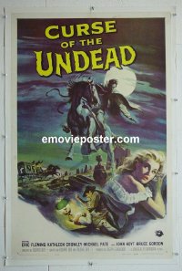 h009 CURSE OF THE UNDEAD linen one-sheet movie poster '59 lustful fiend!