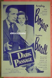 #158 DARK PASSAGE 1sh R56 Bogart, Bacall 