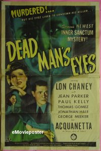 #169 DEAD MAN'S EYES 1sh '44 Lon Chaney Jr. 