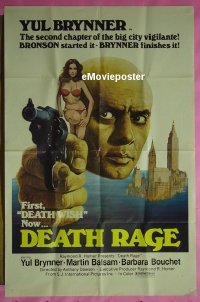 r512 DEATH RAGE one-sheet movie poster '76 Yul Brynner, Barbara Bouchet
