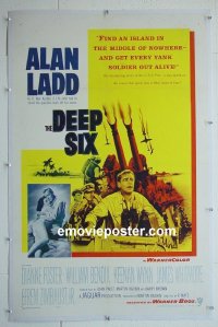 #2838 DEEP 6 linen one-sheet '58 Alan Ladd, Bendix