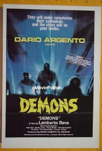 P485 DEMONS one-sheet movie poster '85 Bava, Dario Argento