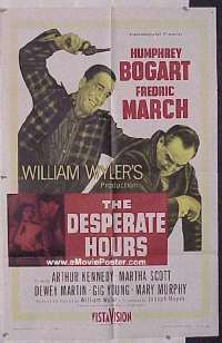 r522 DESPERATE HOURS one-sheet movie poster '55 Humphrey Bogart, March