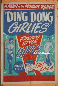 #049 DING DONG GIRLIES 1sh '51 burlesque! 