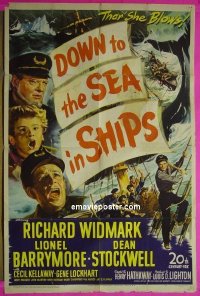 #7581 DOWN TO THE SEA IN SHIPS 1sh 49 Widmark 