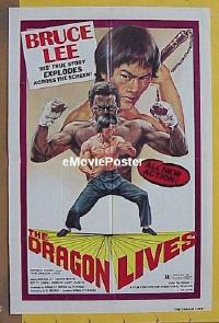 #316 DRAGON LIVES 1sh '78 Bruce Lee pseudo biography, cool artwork!