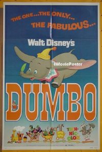 P542 DUMBO one-sheet movie poster R76 Walt Disney classic!