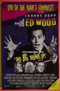 #4437 ED WOOD adv video 1sh '94 Burton,Depp 