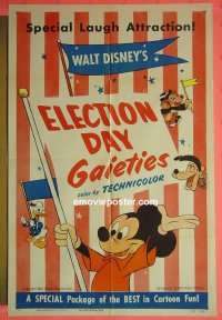 #3354 ELECTION DAY GAIETIES 1sh 1953 Mickey Mouse!
