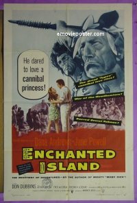 P566 ENCHANTED ISLAND one-sheet movie poster '58 Andrews, Powell