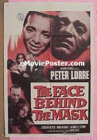 P597 FACE BEHIND THE MASK one-sheet movie poster R55 Peter Lorre