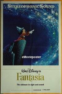 #203 FANTASIA 1sh R80s Mickey Mouse, Disney 