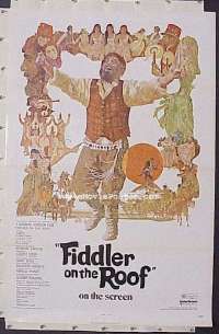 P629 FIDDLER ON THE ROOF one-sheet movie poster '72 Topol