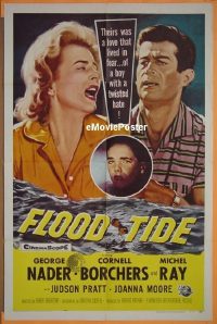 P655 FLOOD TIDE one-sheet movie poster '58 George Nader, Borches