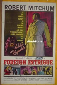 P673 FOREIGN INTRIGUE one-sheet movie poster '56 Robert Mitchum