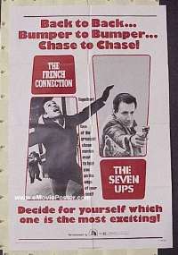 FRENCH CONNECTION/SEVEN-UPS 1sh '74 crime thriller double-feature, greatest chase movies!
