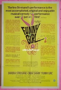 #0952 FUNNY GIRL 1sh '68 Streisand, Sharif 