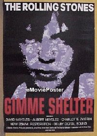 #2440 GIMME SHELTER linen 1sh R00 Rolling Stones, out of control rock & roll concert!
