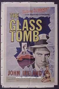 P742 GLASS TOMB one-sheet movie poster '55 Hammer film noir!