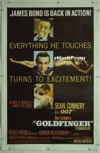 #2860 GOLDFINGER linen one-sheet '64 Connery as Bond