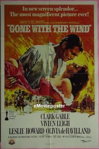 #239 GONE WITH THE WIND 1sh R89 Gable, Leigh 
