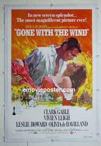 #2861 GONE WITH THE WIND linen one-sheet R74 Gable