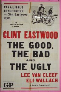 #1294 GOOD, THE BAD & THE UGLY military 1sh R1970s Clint Eastwood, Lee Van Cleef, Sergio Leone!