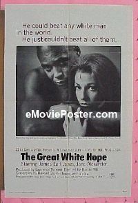#7718 GREAT WHITE HOPE 1sh '70 boxing bio!