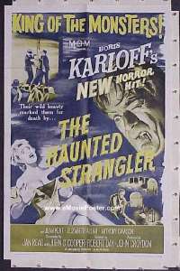 f494 HAUNTED STRANGLER one-sheet movie poster R62 Boris Karloff