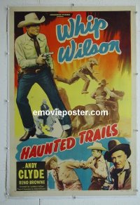 #2868 HAUNTED TRAILS linen one-sheet '49 Whip Wilson