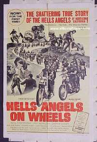 P823 HELLS ANGELS ON WHEELS one-sheet movie poster '67 biker gangs!