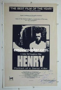 #2656 HENRY PORTRAIT OF A SERIAL KILLER signed 1sh '90 by director John McNaughton!